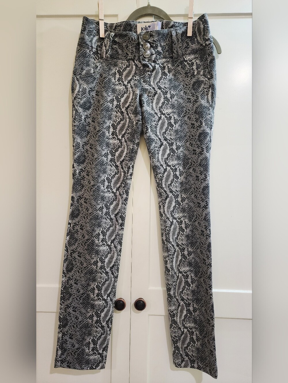 Women's Snake Print Gray Stretch Pants